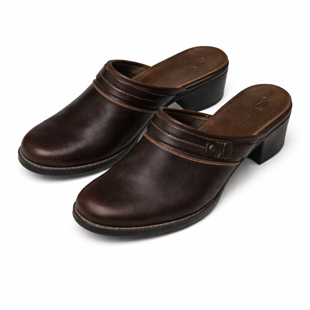 SPORTO Leather Clogs Mules Slip-On Heels Size 7.5M